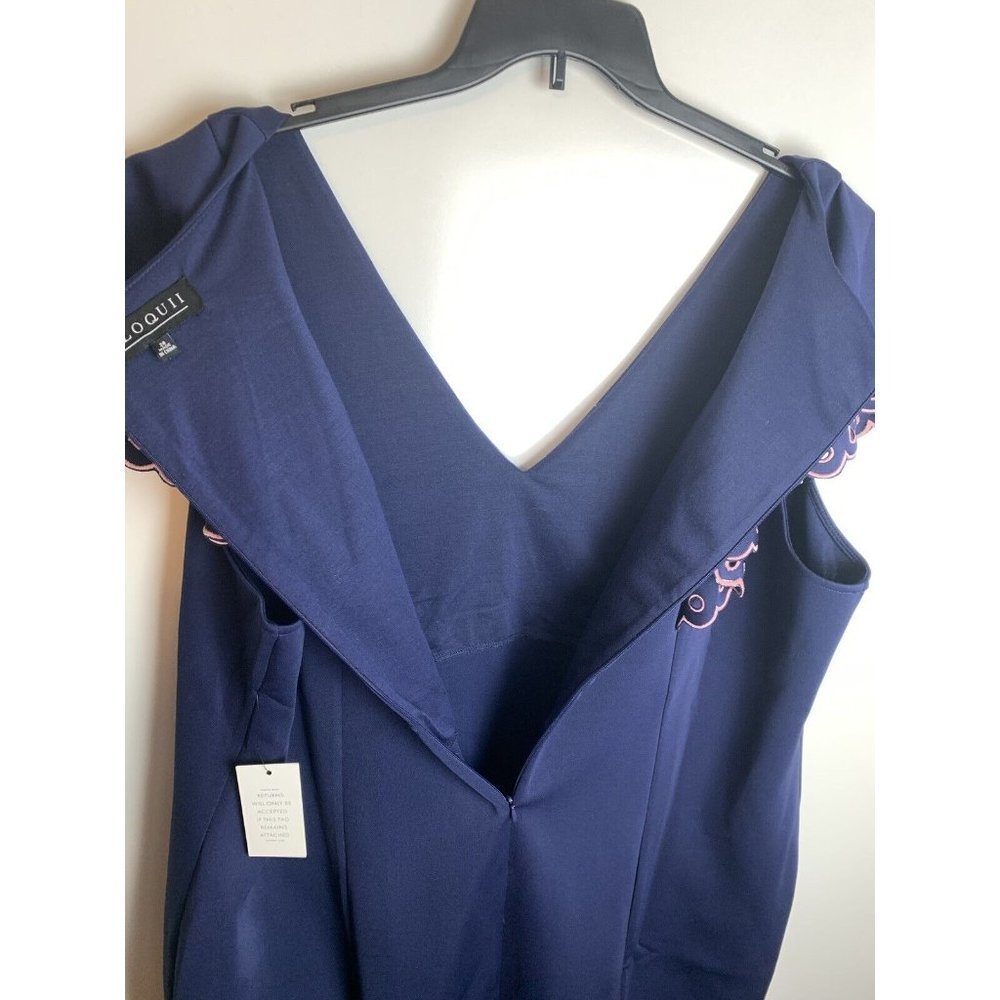 ELOQUII new RUFFLE SLEEVE LASER CUT DRESS SZ 28 NWT blue/pink - Picture 6 of 10
